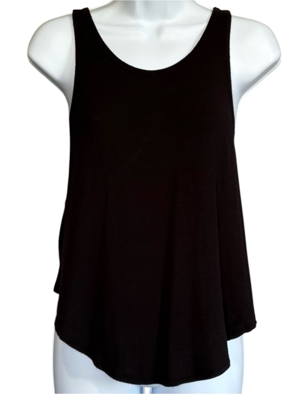 ATHLETA Black Ribbed Open Back Racerback Tank Top Modal XS Pilates